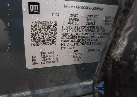 2025 Chevrolet Trax Fwd Lt z USA, uszkodzony, nr VIN KL77LHEP6SC170095